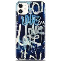 iPhone 11 Kılıf HD Baskılı Kılıf - Love Mavi + Tam Ekran Koruyucu