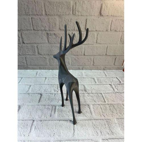 Geyik Figürü Gri Modern Salon Ve Raf Dekoru