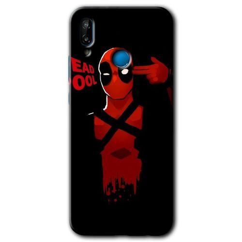 MRCİLETİSİM Huawei P20 Lite Kılıf Baskılı Kapak - DeadPool 4 + 5D Tam Kaplayan Cam