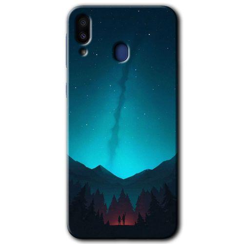 Potkal Hediye Fabrikası Samsung Galaxy M20 HD Baskılı Kılıf + 9D Tam Ekran Koruyucu - Night Fores Mount