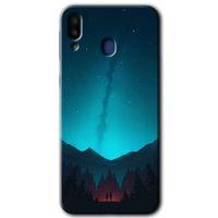Potkal Hediye Fabrikası Samsung Galaxy M20 HD Baskılı Kılıf + 9D Tam Ekran Koruyucu - Night Fores Mount
