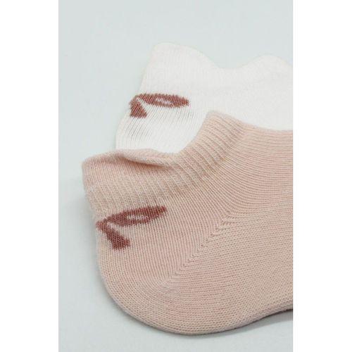 Bistyle Bistyle 2'Li Sneakers Smile Penye Çorap BS20106 Pembe Ekru