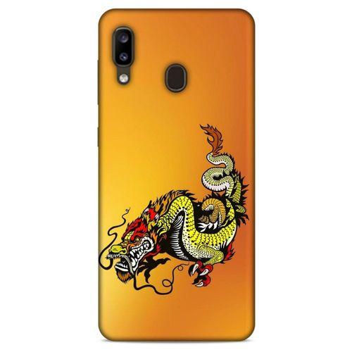Samsung Galaxy A20 Kılıf Dragons (28) Arka Kapak Tatoo Sarı Ejderha