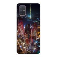 Samsung Galaxy A71 Uyumlu Kılıf Azarbaijan (33) Hybrid Kılıf Kuleler Gece