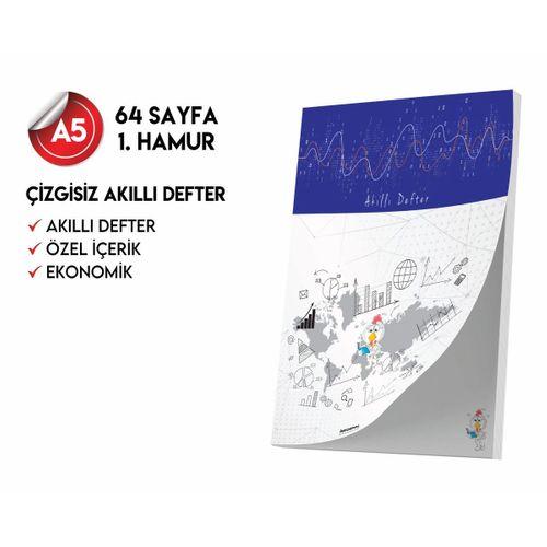 Çizgisiz Not Defteri 64 Sayfa Akıllı Defter Tekli A5 Tam Beyaz Tekli