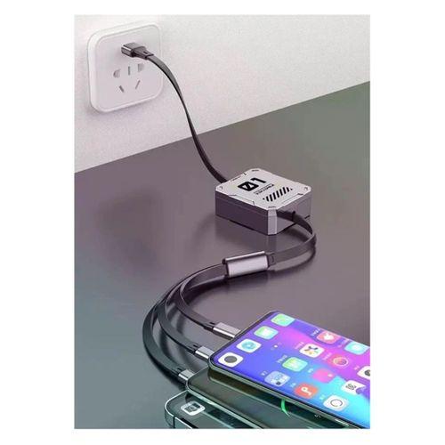 100w Geri Çekilebilir Makaralı Çoklu Şarj Kablosu Alüminyum Kutu Lightning Micro Type-c Şarj Kablosu