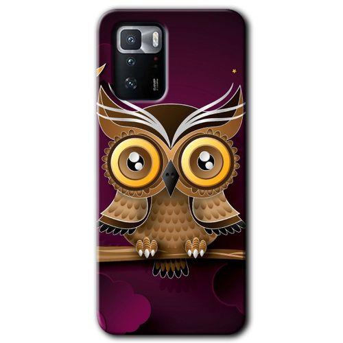 Poco x3 GT Kılıf Baskılı Kapak - Owl Bird Branch +Tam Kaplayan Mat Seramik