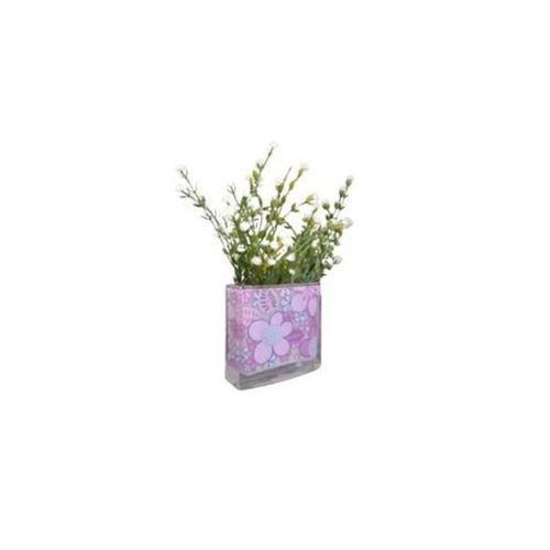 2 Adet Vazo Dahil,Vazoda Çiçek,Beyaz Yapay Çiçek,Vazo Dekoratif Pembe Çiçekli  10X15X3Cm