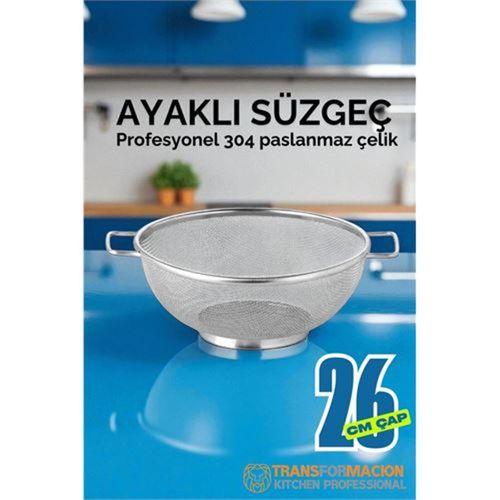 Modacar 26 cm Süzgeç - Makarna Süzgeci Pirinç Meyve Süzgeci 304 Paslanmaz Çelik