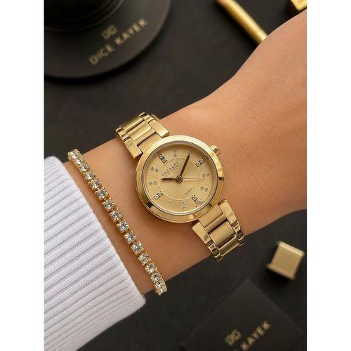 Dice Kayek Premium Vintage Kadın Kol Saati Gold Çelik Kordon 5 ATM Su Geçirmez Bileklik Hediyeli G25