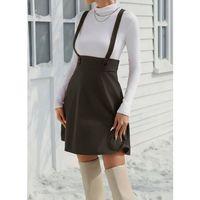 Kadın Askılı Düğmeli Mini Süet Elbise