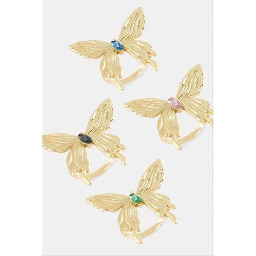 Kelebek Kristal Taşlı Metal Yüzük