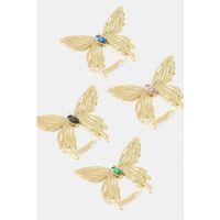 Kelebek Kristal Taşlı Metal Yüzük