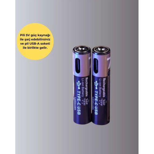 Usb Type-c Şarjlı Aaa Lityum Pil 1000+ Şarj Döngüsü İle Uzun Ömür