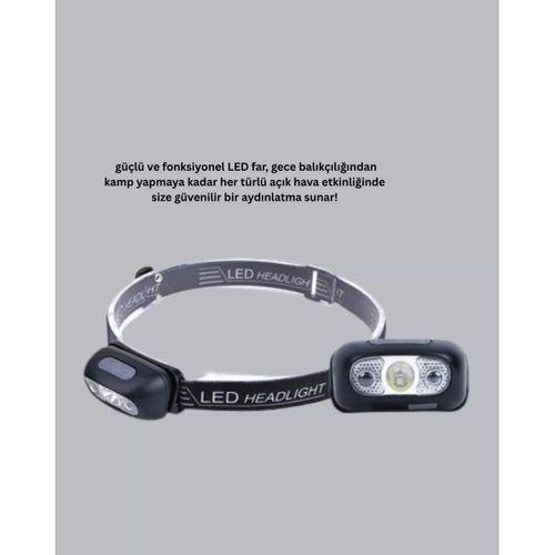 Ipx5 Su Geçirmez Şarjlı Led Kafa Feneri | Hareket Sensörlü, Ayarlanabilir 60° Far