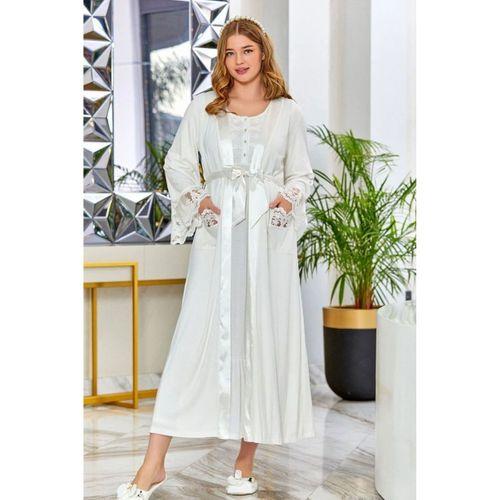 CossybyAqua 23622 Penye Saten Dantel Detaylı Lohusa Sabahlık
