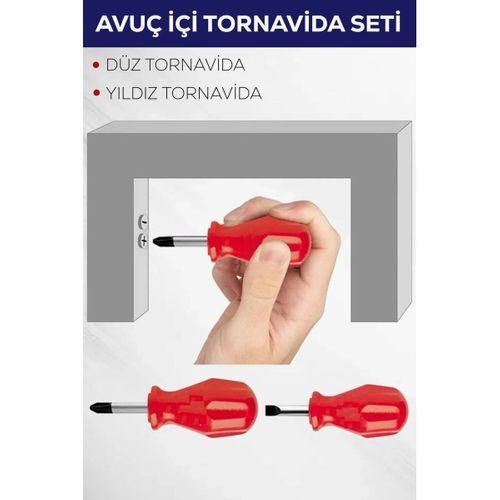 2'li Avuç Içi Tornavida Seti Düz Yıldız