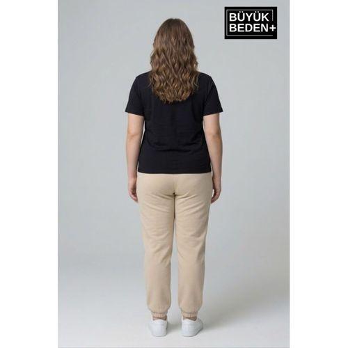 Kadın Büyük Beden Paça Lastikli İki İplik Rahat Kalıp ince Eşofman Altı SPR26BEAK951