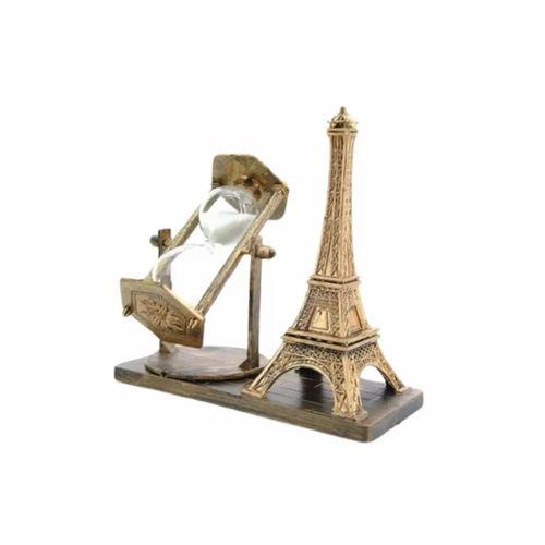 Retro Eyfel Kulesi Ve Kum Saati Dekoratif Ahşap Görünümlü Masa Biblosu