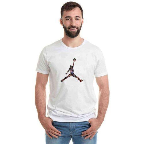 Basketball Baskılı Beyaz Erkek Tshirt