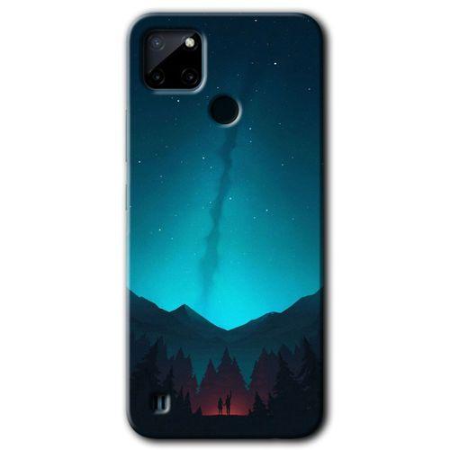 Realme C21 Kılıf Baskılı Arka Kapak - Night Fores Mount +Tam Ekran Koruyucu
