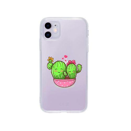 iPhone 11 Sevimli Kaktüs Desenli Premium Şeffaf Silikon Kılıf