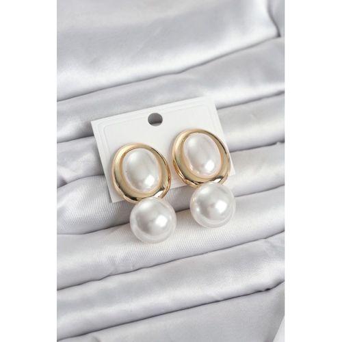 Pirinç Gold Renk Model İncili Kadın Küpe