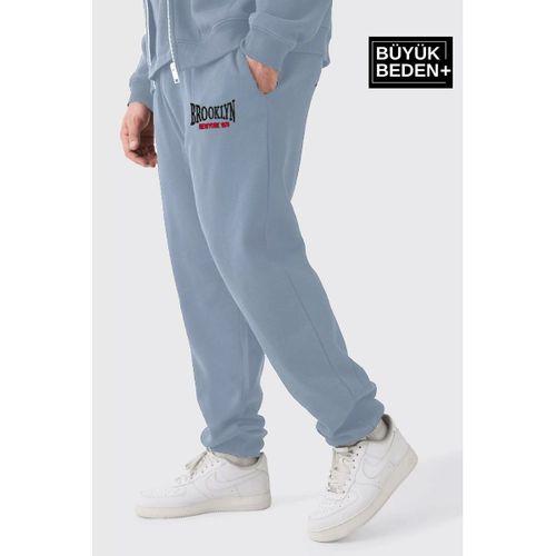 Erkek Büyük Beden Paça Lastikli Buyuk Brooklyn Baskılı İnce Eşofman Altı  SPR24BEA49