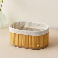 3 Boy Oval Organizer Sepet - Bambu Kenarlı, Ahşap Tabanlı, Bezli