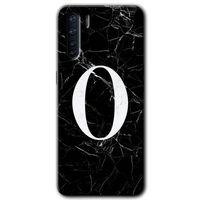 Oppo A91 Kılıf Baskılı Kapak - Siyah Mermer Desenli O Harfi + 5D Tam Kaplayan Cam