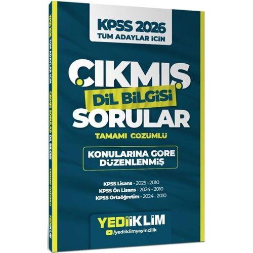 2026 KPSS Tüm Adaylar İçin Dil Bilgisi Konularına Göre Düzenlenmiş Tamamı Çözümlü Çıkmış Sorular Yediiklim Yayınları
