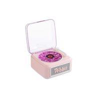 Nostalji Mini Plak Görünümlü Radyolu Bluetooth Hoparlör 3d Ses Dalgası Retro Müzik Plak Pembe