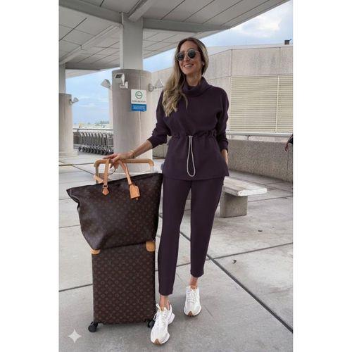 Kadın Uzun Kollu Balıkçı Yaka Belden Lastikli Modal Bluz Ve Pantolon Ikili Takım