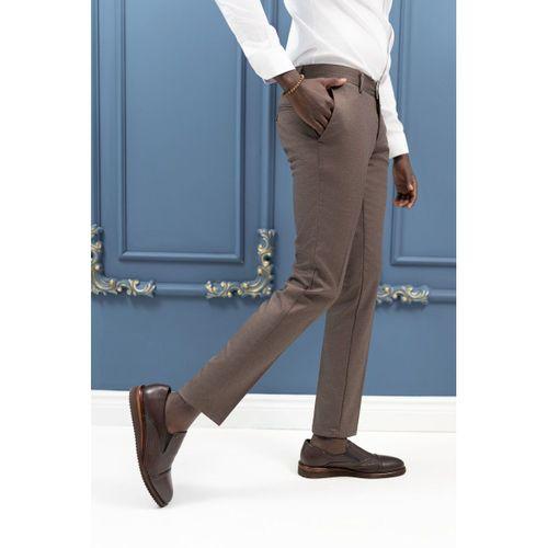 Slimfit Pamuklu Kendinden Çizgili Mevsimlik Kumaş Pantolon