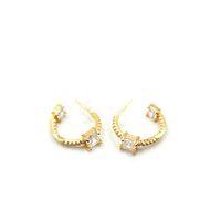 Taşlı Halka Küpe - Altın