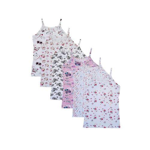 Kız Çocuk Atlet İp Askılı Desenli 6 Lı Karışık Renkler (Didu)