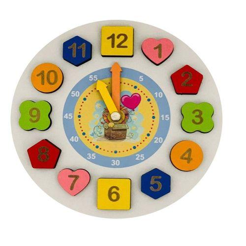 SepeteGelsin Geometrik Yapboz Oyuncak Ahşap Saat