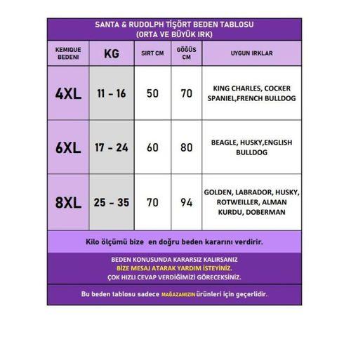 Noel Baba ve Geyik Baskılı Kırmızı Pamuklu Yılbaşı Köpek Tişörtü | Orta ve Büyük Irklar İçin