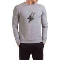 Wolf Head Tattoo Images Kurt Baskılı Gri Erkek Sweatshirt