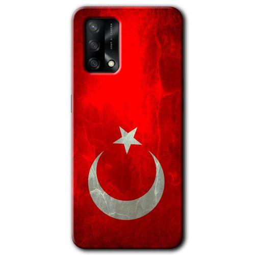 BeRa Aksesuar Oppo A74 Kılıf Baskılı Kapak - Albayrak +Tam Kaplayan Mat Seramik