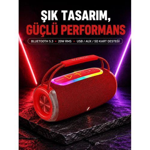 Rgb Led Işıklı 20w Taşınabilir Bluetooth Hoparlör Ipx6 Suya Dayanıklı