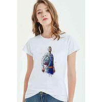 New Basketbol Sporcu Baskılı Beyaz Kadın Tshirt