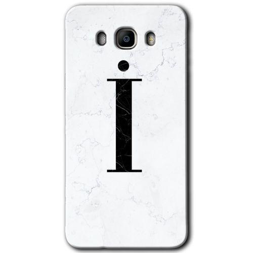 Galaxy J7 2016 Kılıf HD Desen Baskılı Arka Kapak - Beyaz Mermer Desenli İ Harfi + Kırılmaz Cam