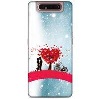 Lopard Samsung Galaxy A80 Uyumlu Kılıf Bahar (20) Koruyucu Kılıf Kalpli Ağaç