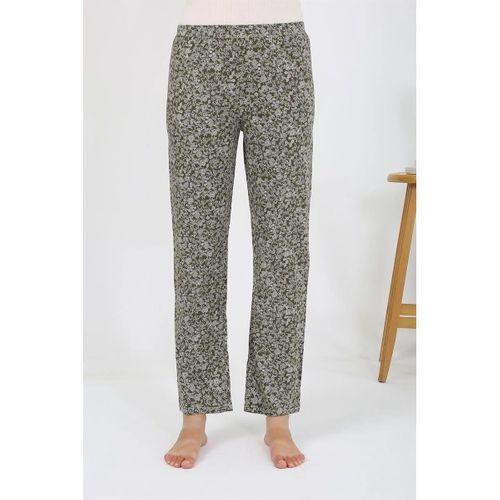 Kadın Penye Desenli Tek Alt Pijama Haki