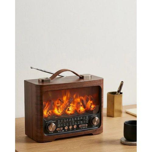 Led Şömine Efektli Kablosuz Hoparlör Bluetooth Radyo Usb Tf Kart Destekli