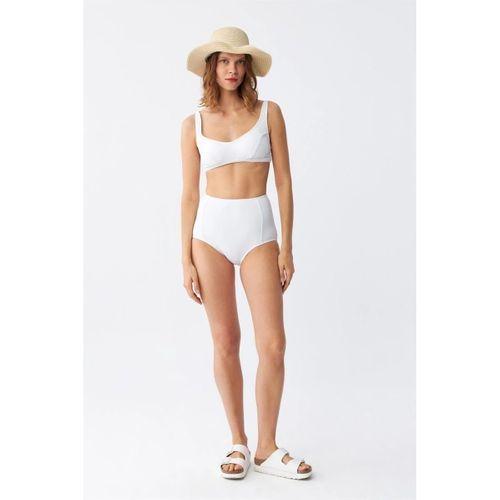 Kadın Basic Beyaz Pedli Yüksek Bel Bikini Takımı