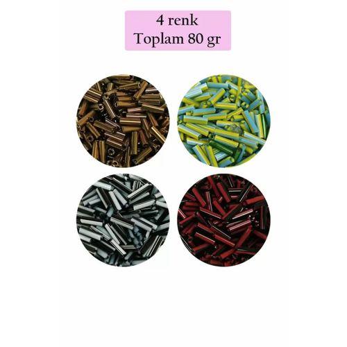 Uzun Boru Kesme Boncuk Çap 2mm Uzunluk 10 mm - 4 Renk - Toplam 80 Gram - BNC432