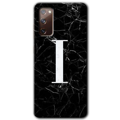 Samsung Galaxy S20 FE Kılıf Baskılı Kapak - Siyah Mermer Desenli I Harfi + 5D Tam Kaplayan Cam
