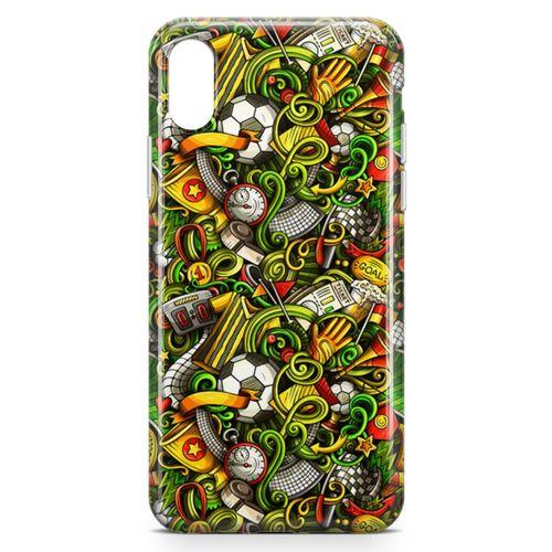 Apple iPhone XS Max Kılıf Futbolcu Doodle Arka Kapak Koruma Desenli Full Koruyucu